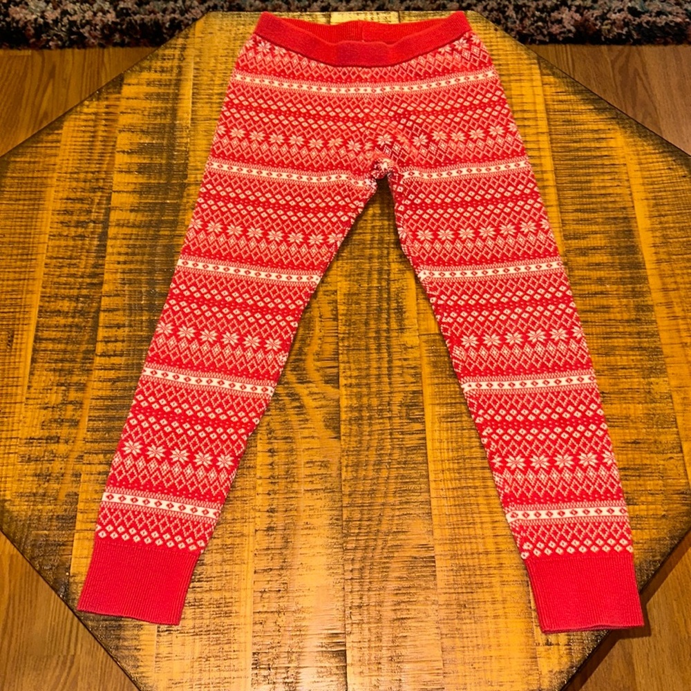 Red & White Snow Flake Print Knit Gap Leggings Girl’s Size 8